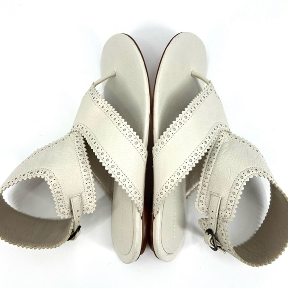 Balenciaga Arena Scalloped Trim Leather Gladiator Sandals SZ 36 1/2 Bone - Picture 3 of 11